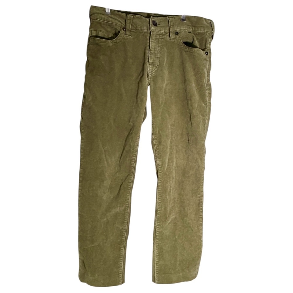 True Religion Geno Corduroy Relaxed Slim Straight Pants Olive Green Mend 32x27
